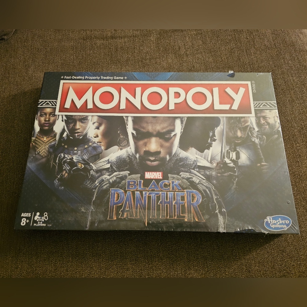 Black Panther Monopoly Rare Hasbro Chadwick 2018 E5797 in plastic never opened
